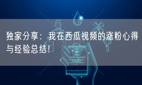 独家分享:我在西瓜视频的涨粉心得与经验总结!