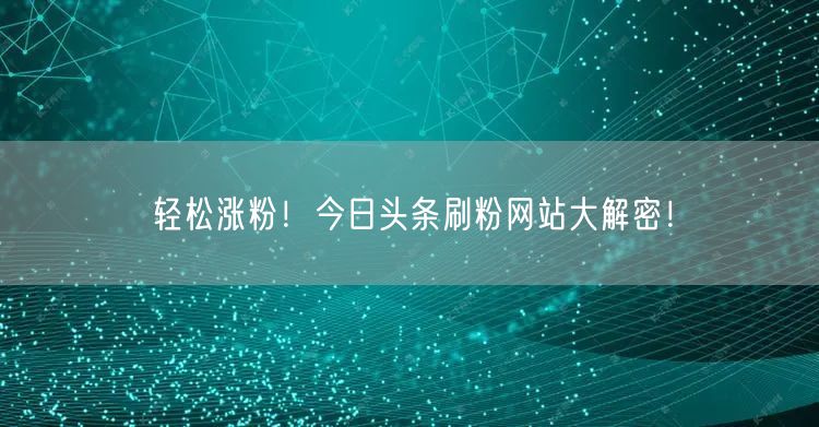 轻松涨粉!今日头条刷粉网站大解密!