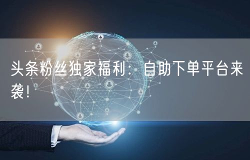 头条粉丝独家福利:自助下单平台来袭!