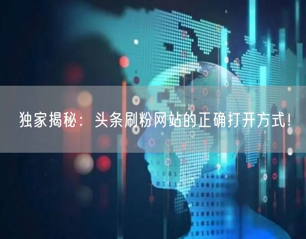 独家揭秘：头条刷粉网站的正确打开方式！