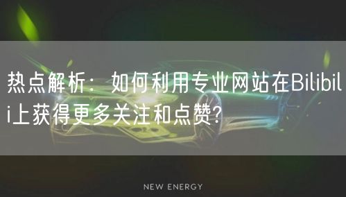 热点解析:如何利用专业网站在Bilibili上获得更多关注和点赞?