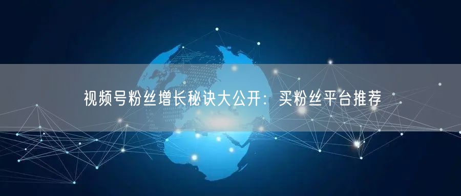 视频号粉丝增长秘诀大公开:买粉丝平台推荐