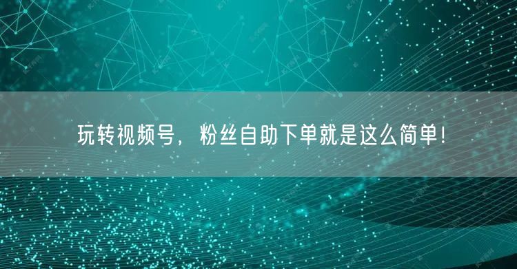 玩转视频号,粉丝自助下单就是这么简单!