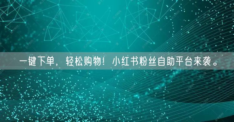 一键下单,轻松购物!小红书粉丝自助平台来袭。