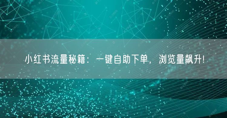 小红书流量秘籍:一键自助下单,浏览量飙升!