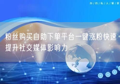 粉丝购买自助下单平台一键涨粉快速提升社交媒体影响力